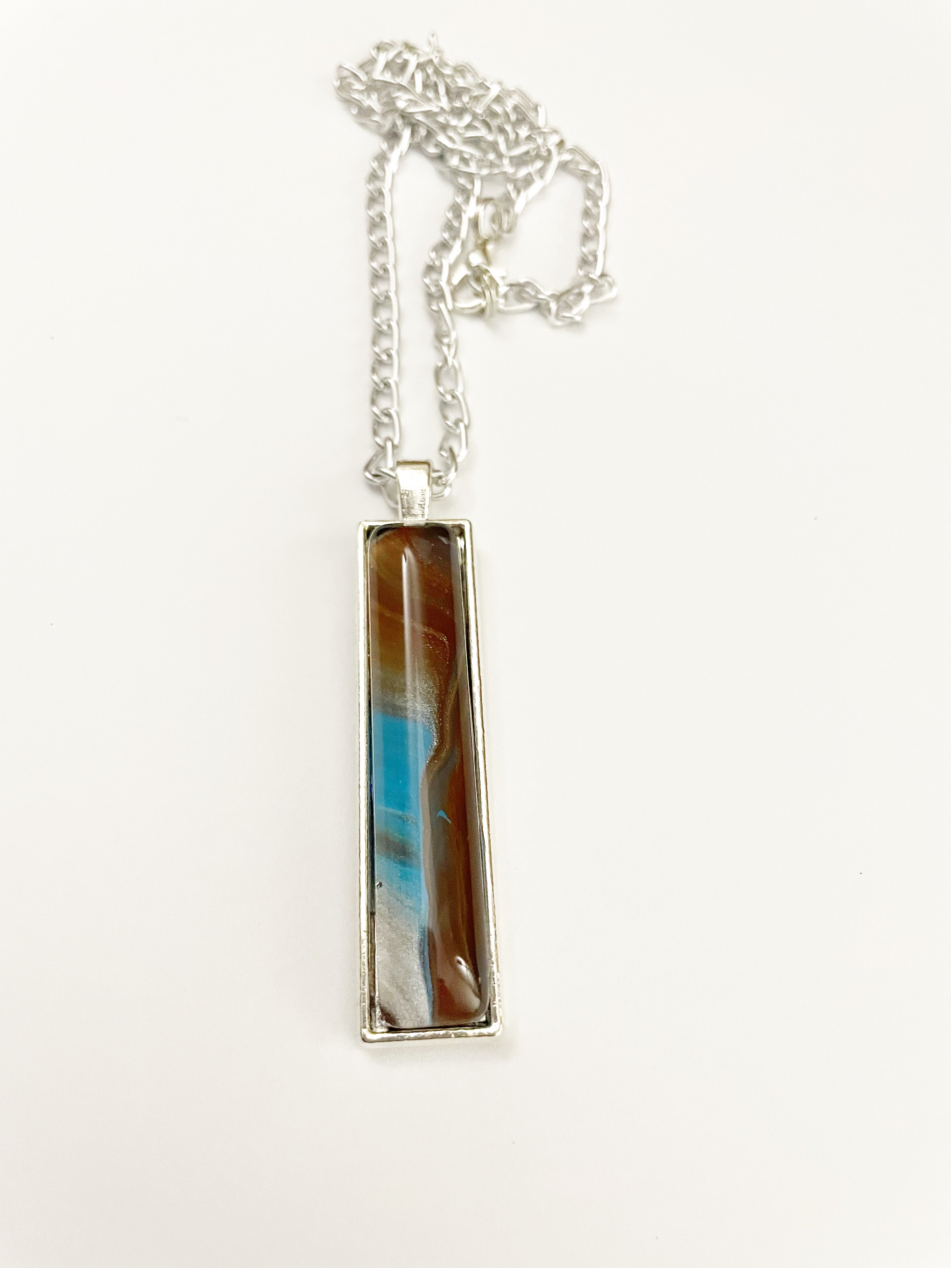 Brown, Blue and Yellow Acrylic Necklaces