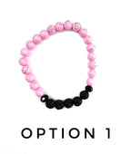 Pink with Black Line Howlite and Black Lava Stone Bracelet