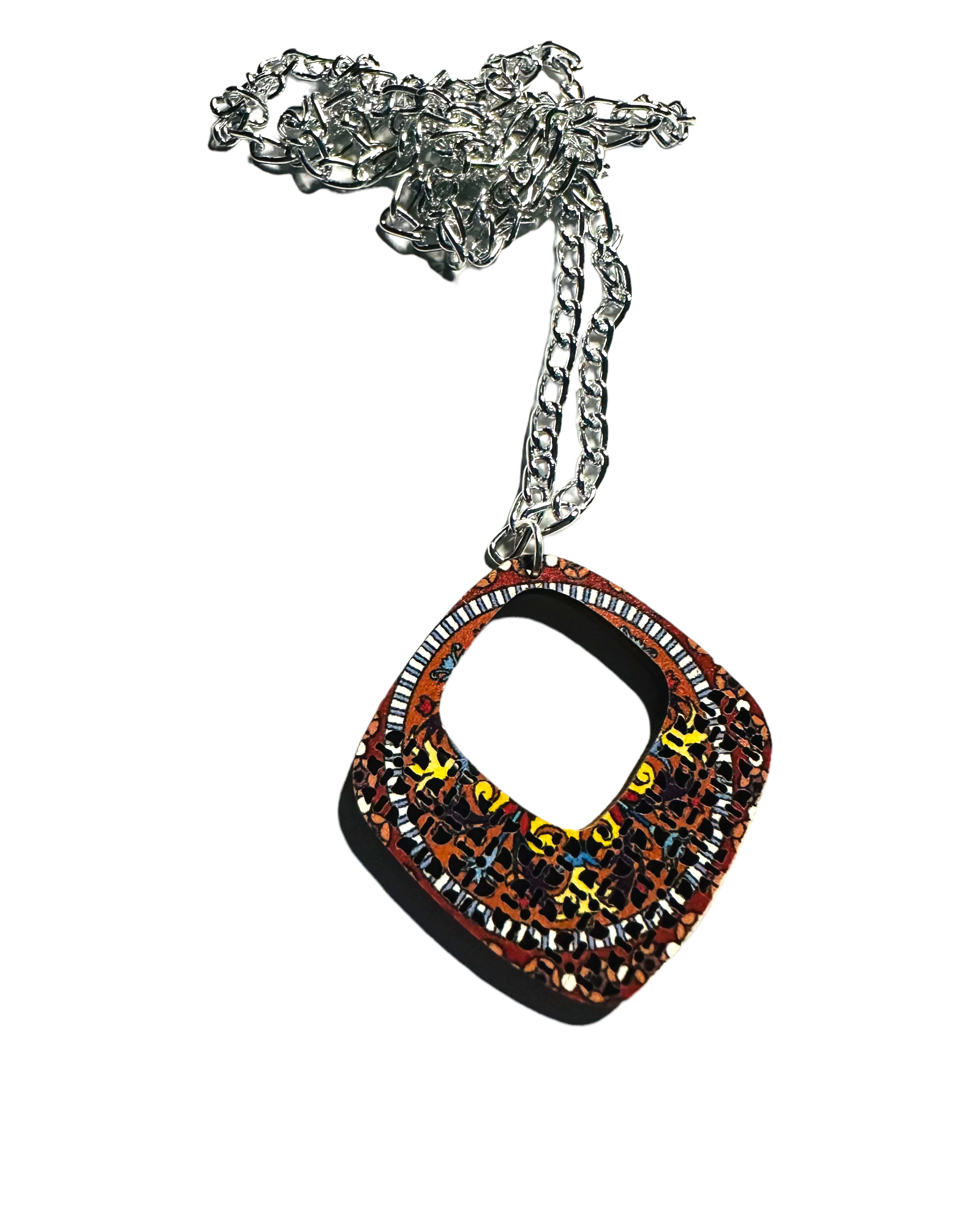 Diamond Wood Carved Necklace