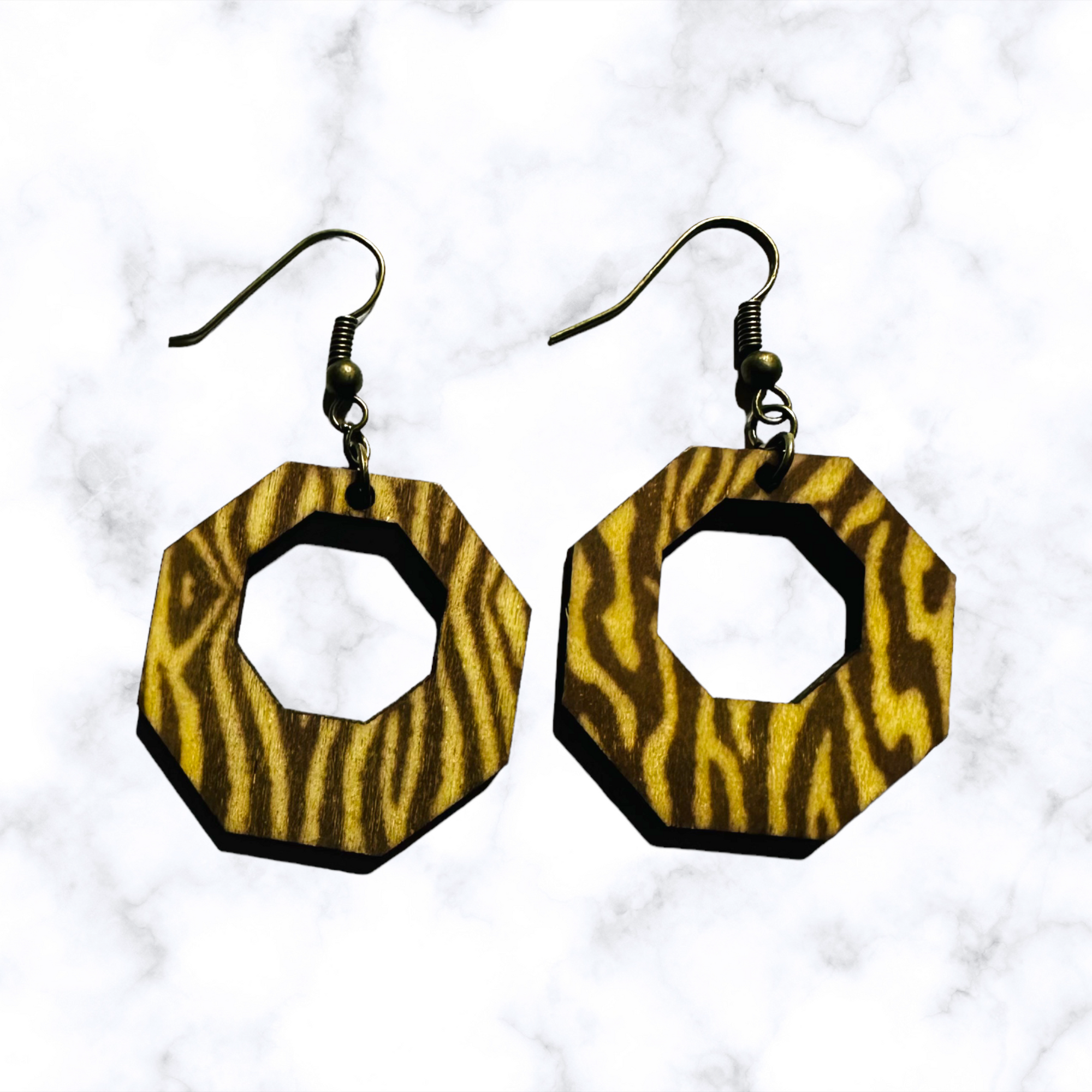 Wooden Hexagon Earrings