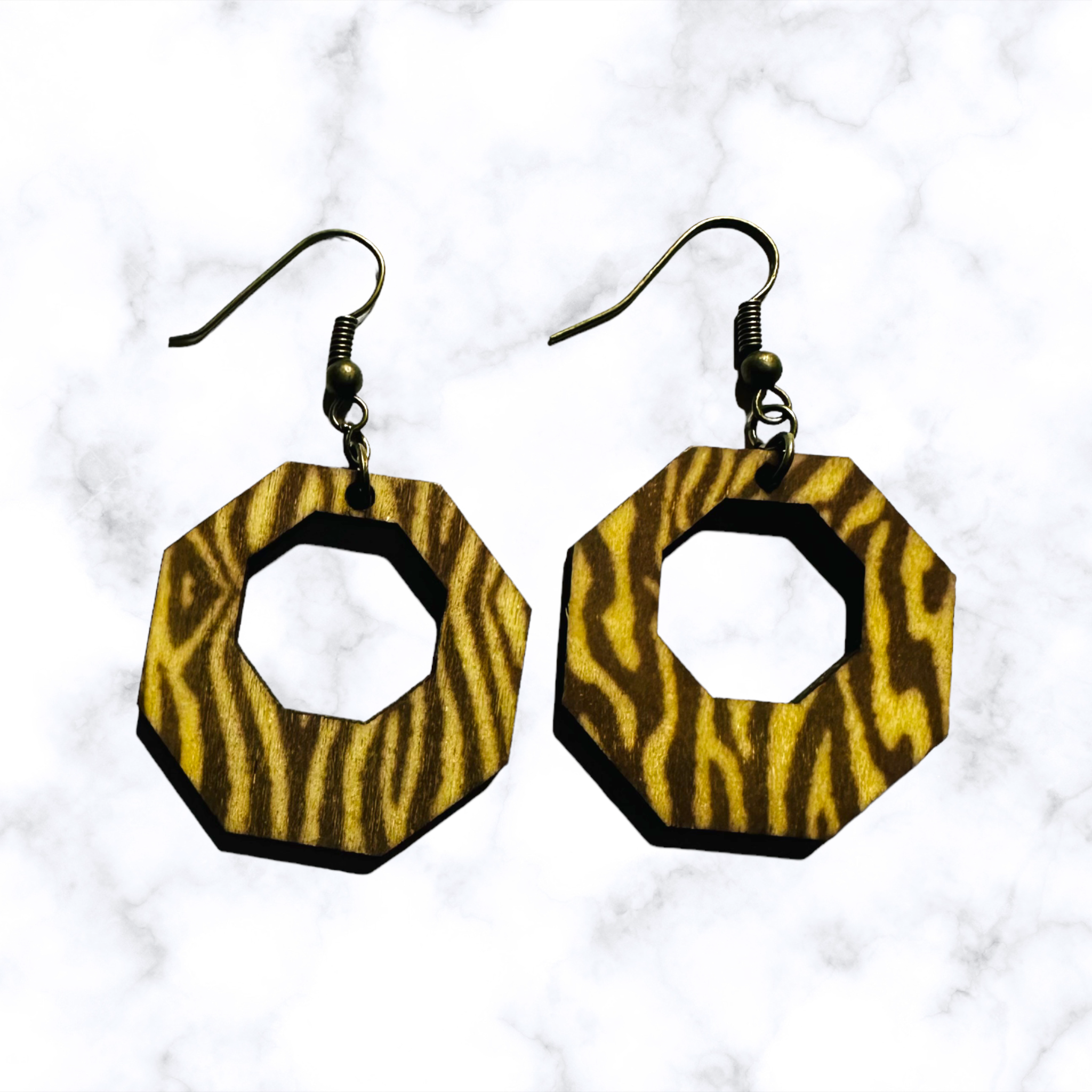 Wooden Hexagon Earrings