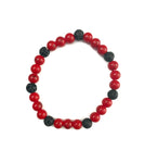Opaque Red and Black Lava Stone Bracelet