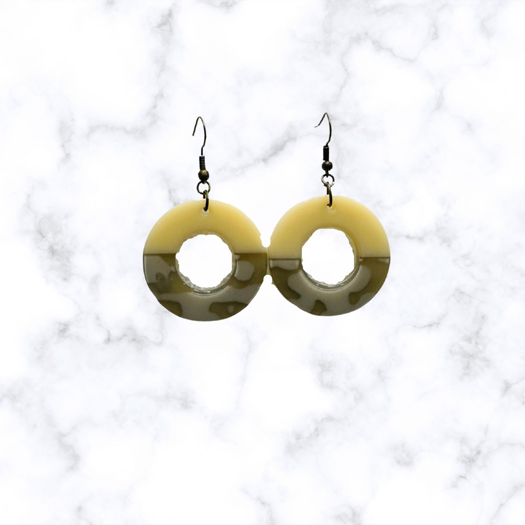 Half Cream Half Design Acrylic Dangle Earrings