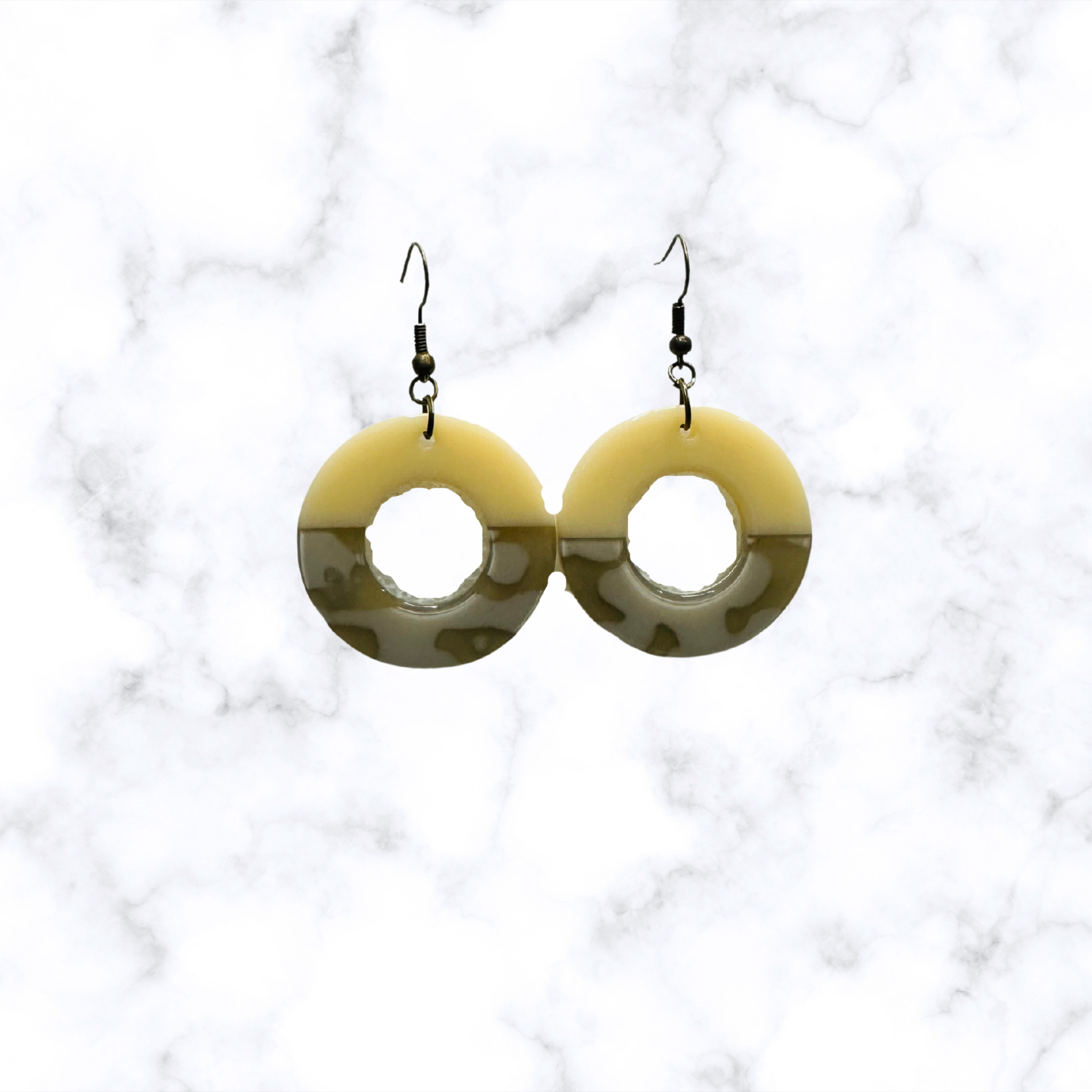 Half Cream Half Design Acrylic Dangle Earrings
