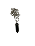 Black Obsidian Bullet Pendant Necklace