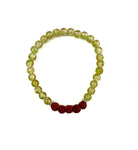 Green and Brown Glass and Brown  Lava Stone Bracelet