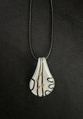 White with Black Lines and Gold Flecks Glass Necklace