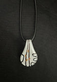 White with Black Lines and Gold Flecks Glass Necklace
