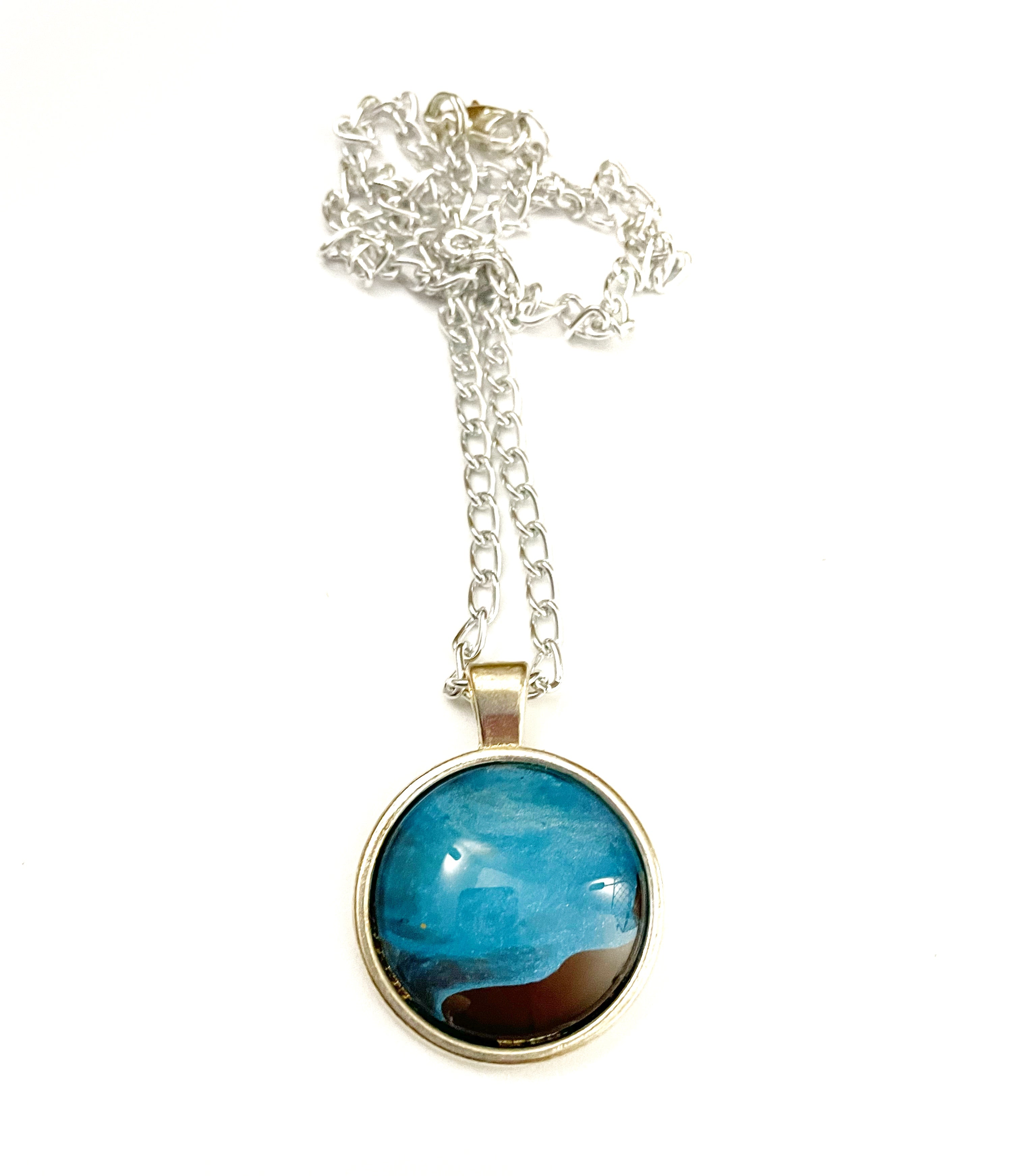 Brown, Blue and Yellow Acrylic Necklaces