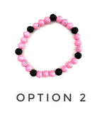 Pink with Black Line Howlite and Black Lava Stone Bracelet