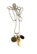 Glitter Bottle and Pumpkin Charm Necklace