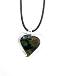 Spotted Dichroic Heart Necklace