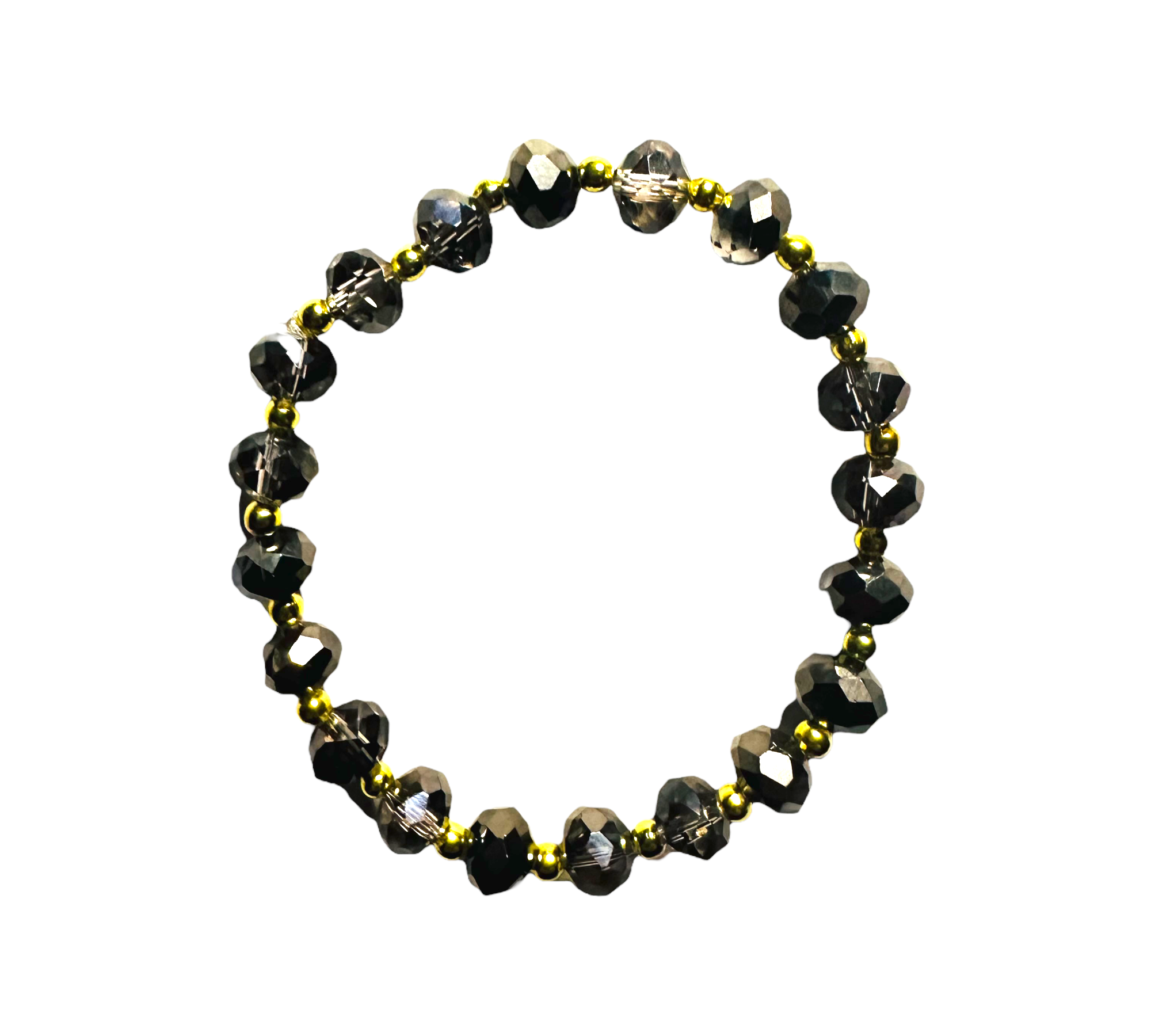 Purple Rondell  Glass Stretchy Bracelet