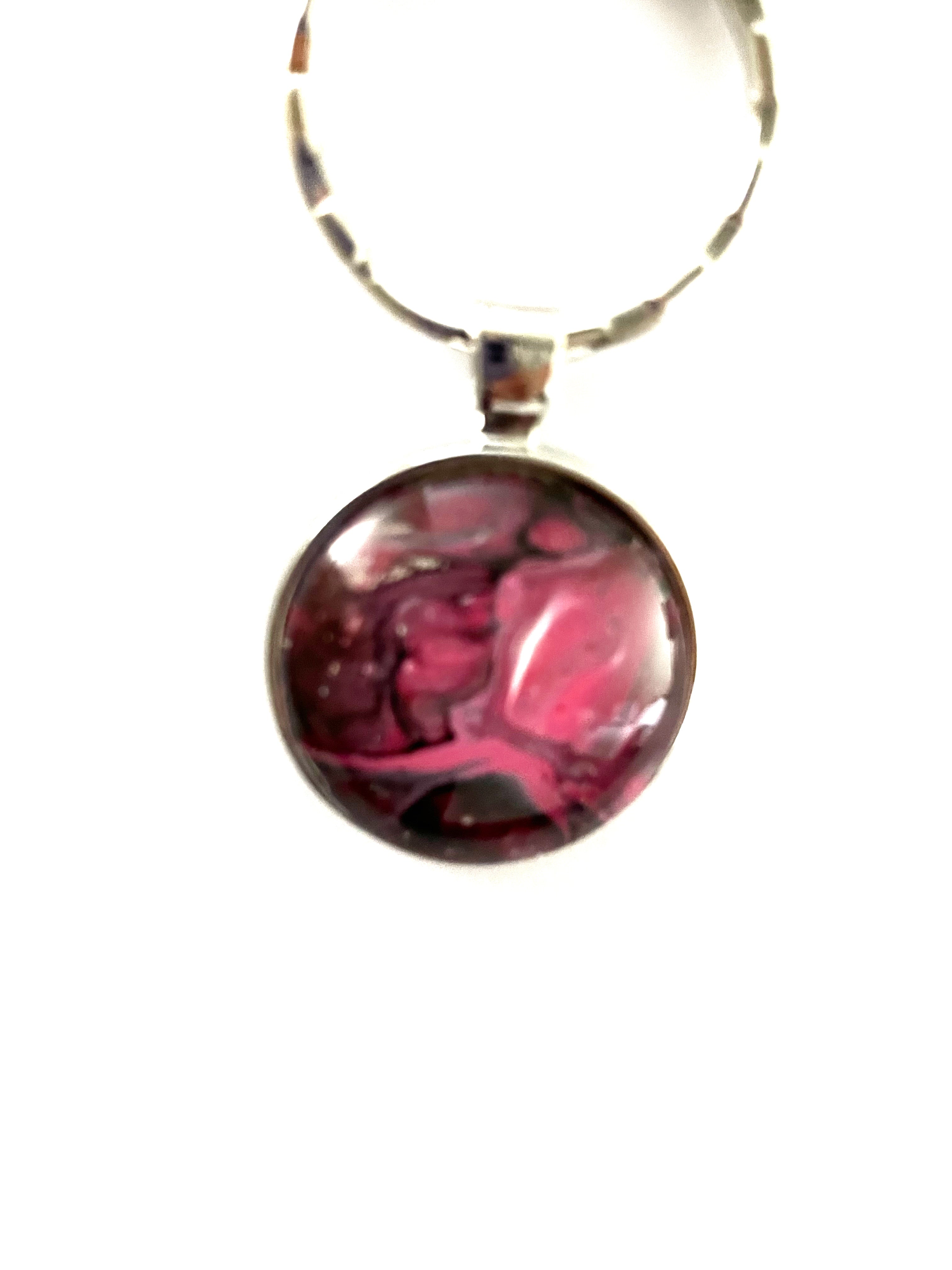 Pink Acrylic Paint Key Ring
