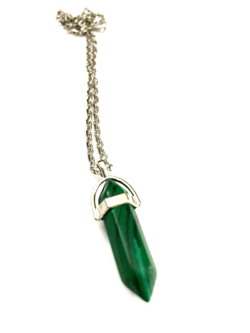 Green Malachite Bullet Pendant Necklace
