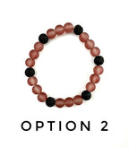 Frosty Purple Glass and Black Lava Stone Bracelet