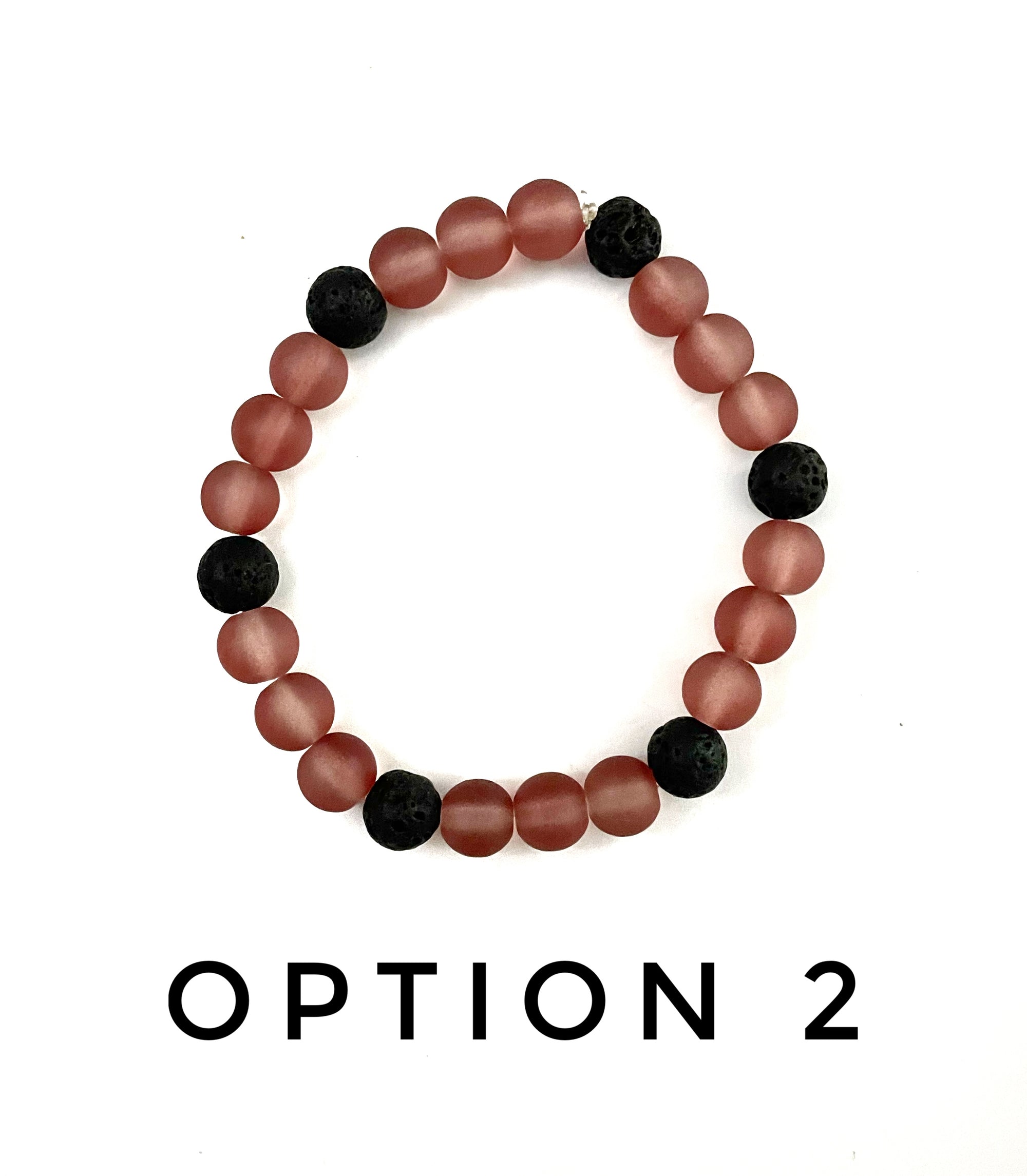 Frosty Purple Glass and Black Lava Stone Bracelet