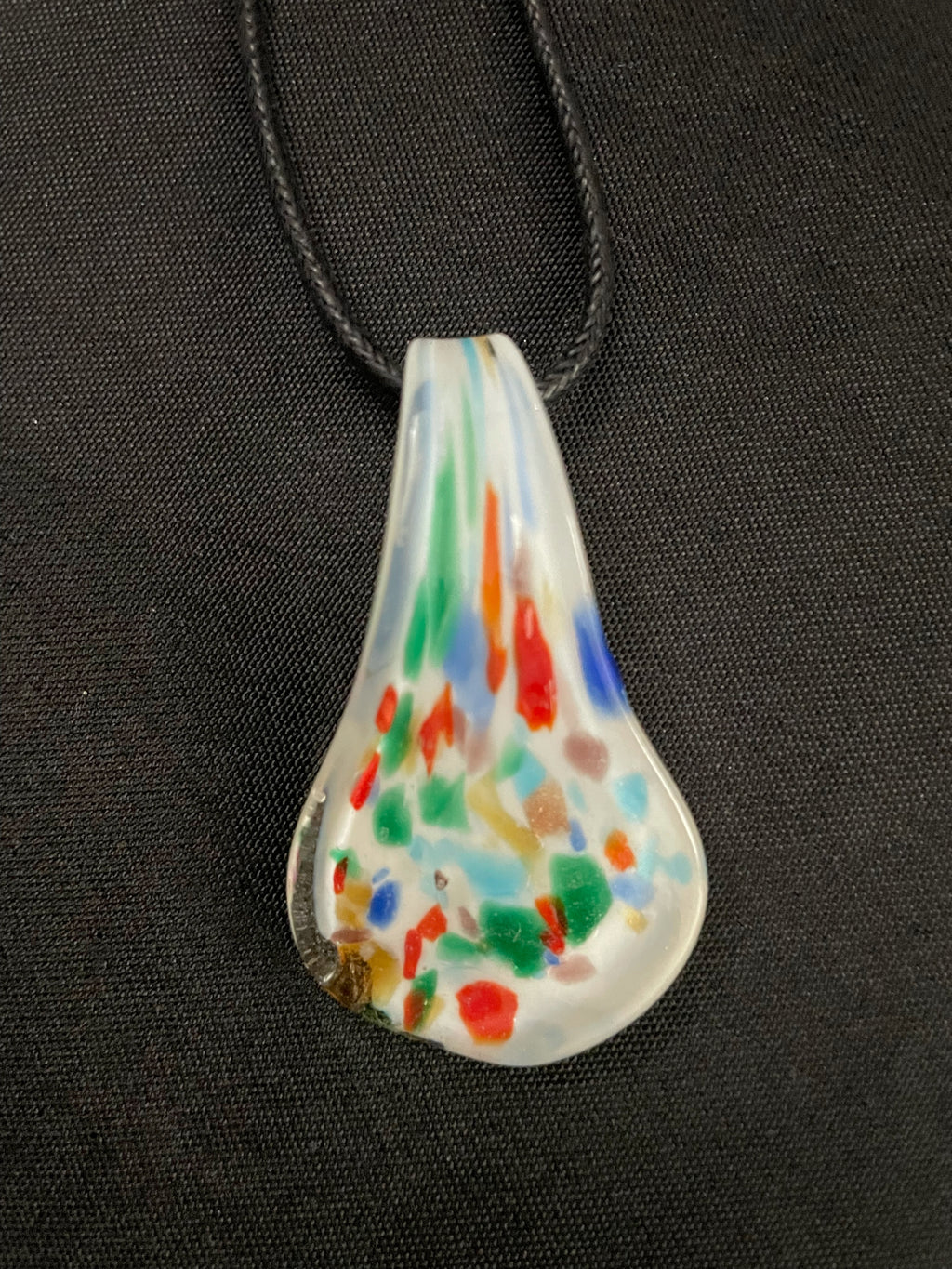 White with Multi Color Glass Spoon Necklace