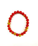 Red and Yellow Glass Bead Stretchy Bracelet