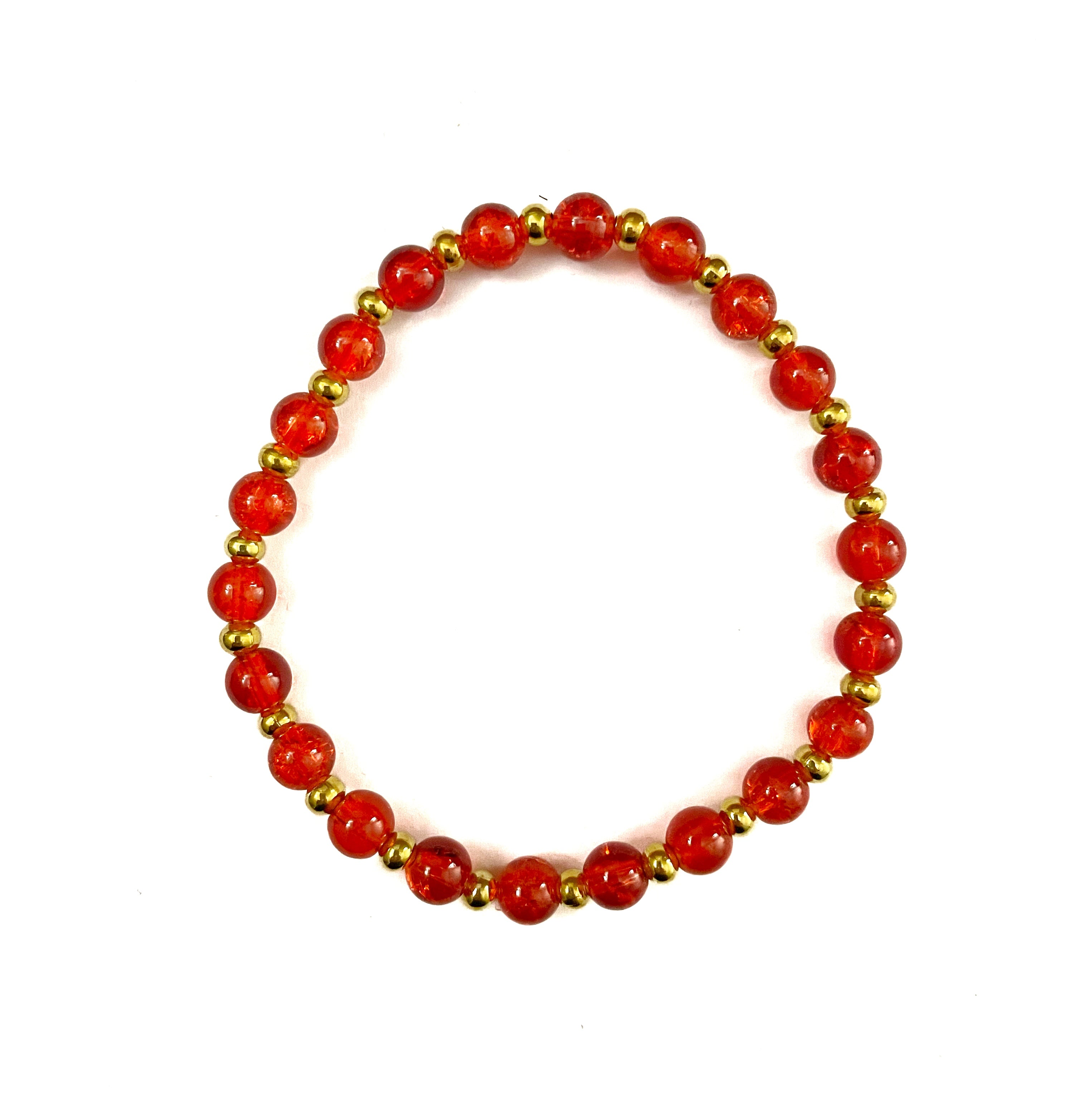 Red Glass Bead Stretchy Bracelet