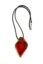 Red with Blue Swirl Glass Necklace