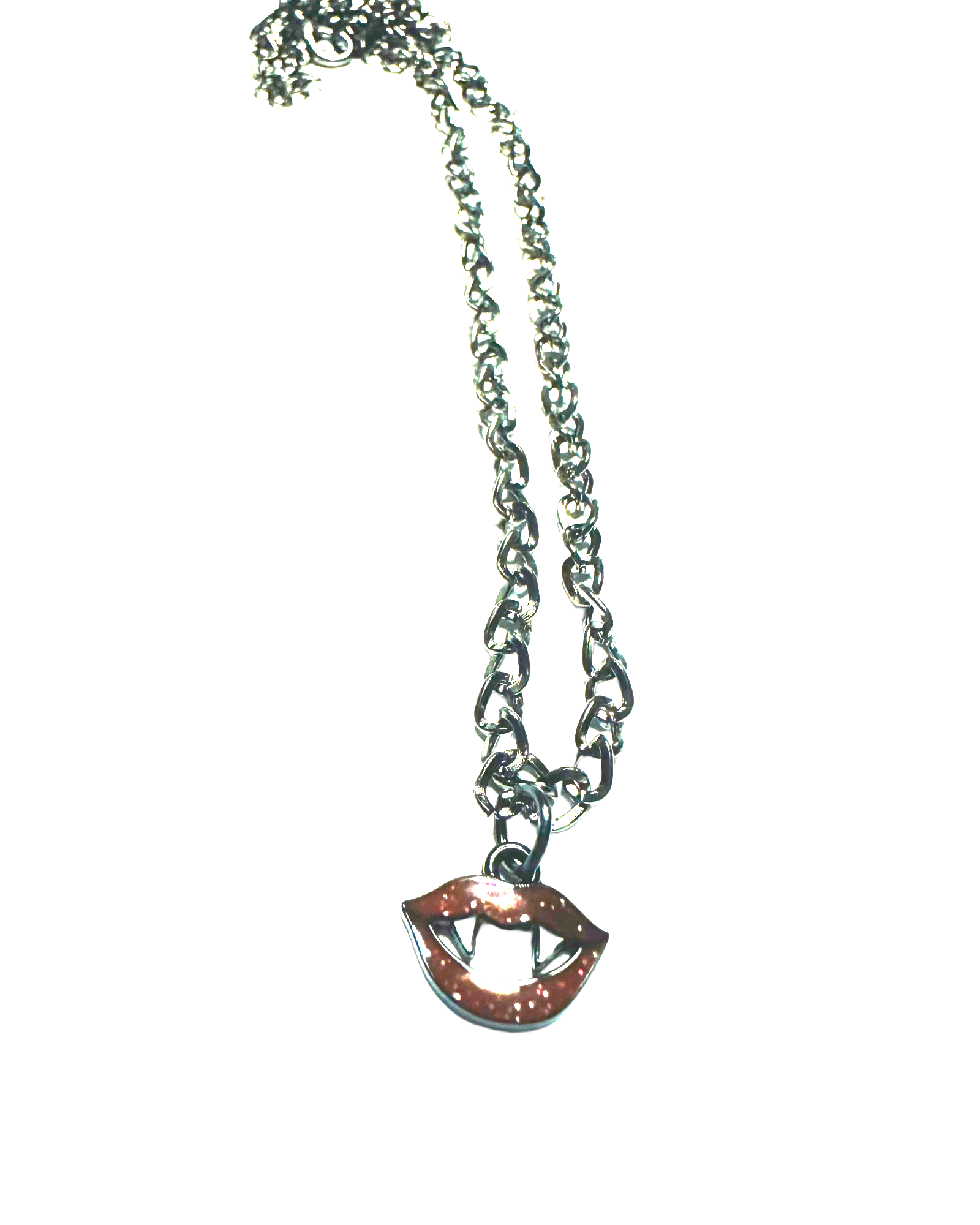 Mouth with Fangs Charm Necklace