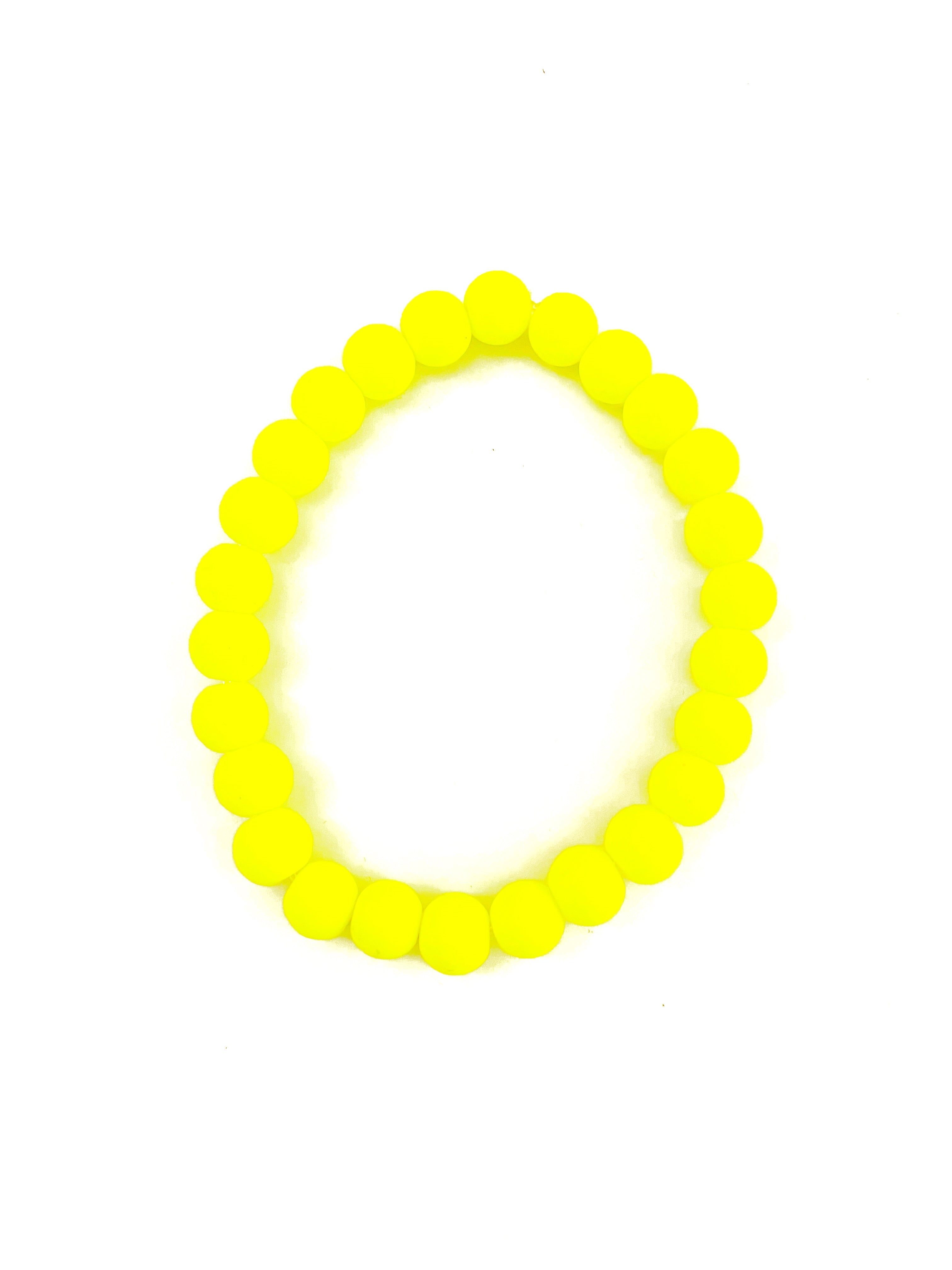 Yellow Rubber Bead Stretchy Bracelet