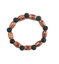 Wooden Barrel and Black Lava Stone Bracelet