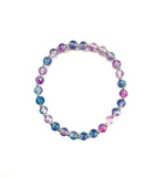 Blue and Purple Transparent Glass Stretchy Bracelet