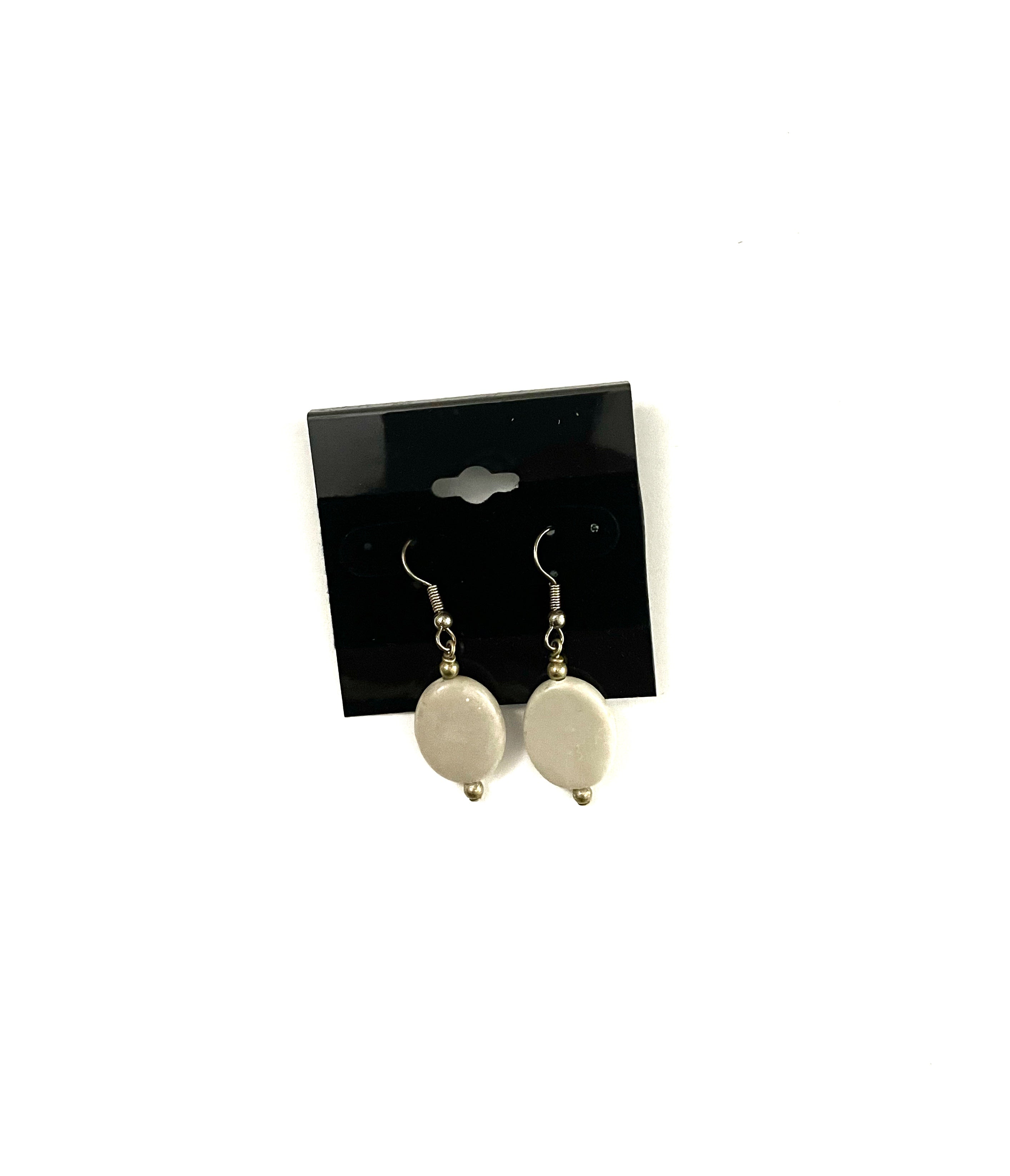 Off White Oval Earrings
