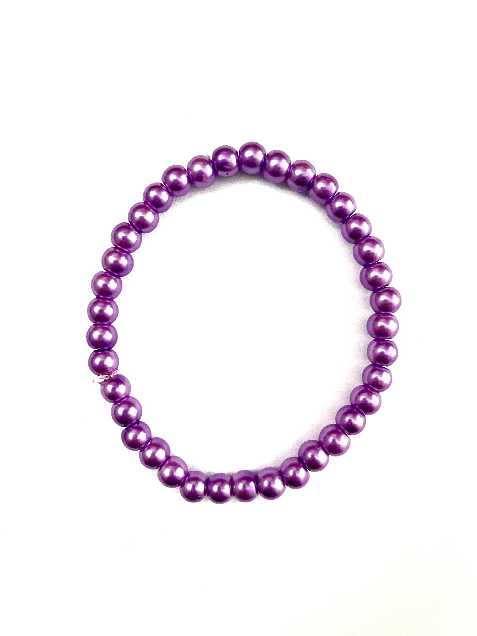 Grape Glass Pearl Stretchy Bracelet