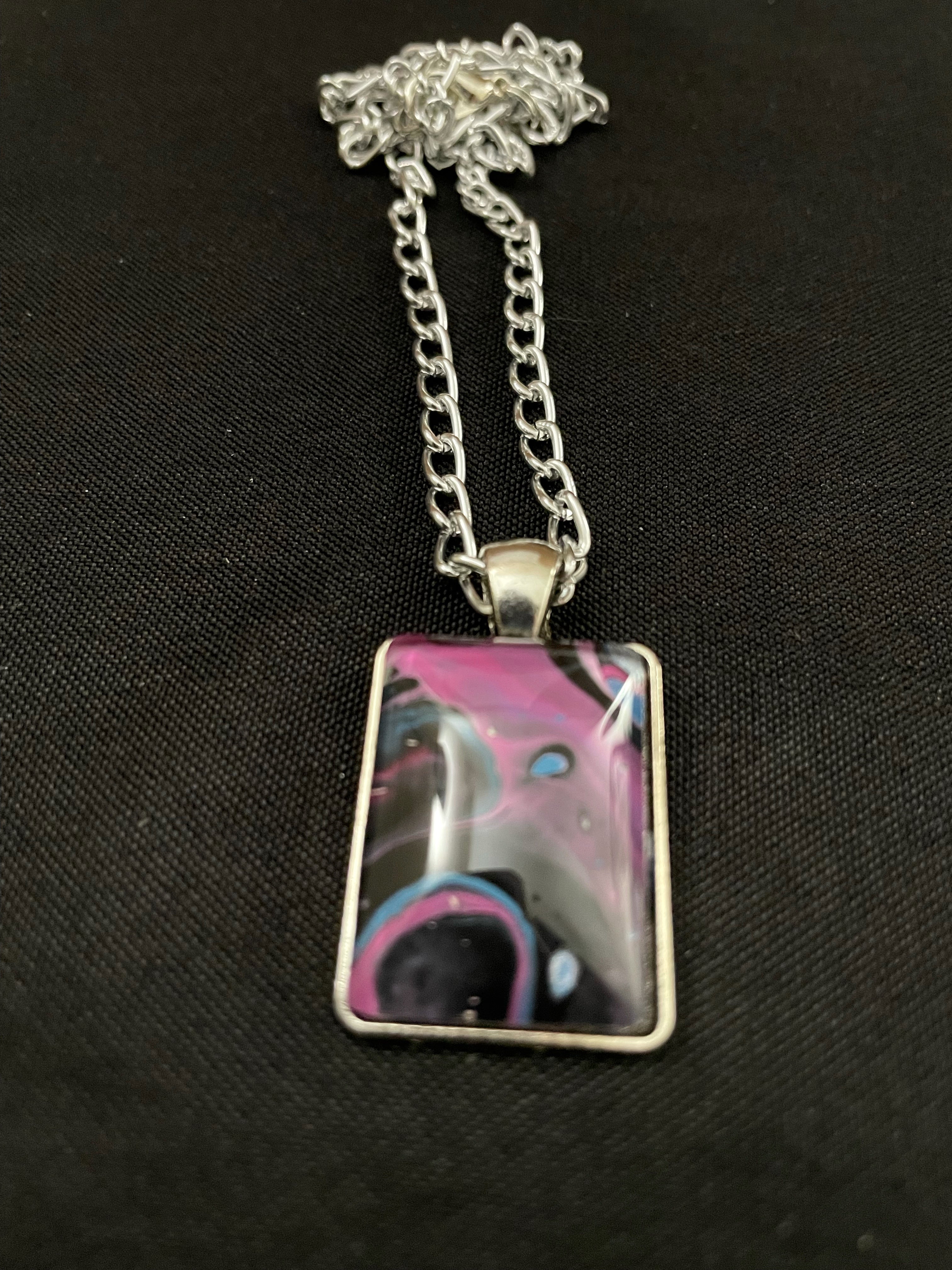 Blue, Pink and Black Acrylic Necklaces