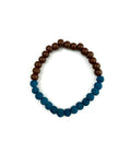 Blue Lava Stone and Brown Wooden Bead Bracelet