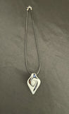White Spoon with Blue and Pink Dichroic Swirls Glass Necklace