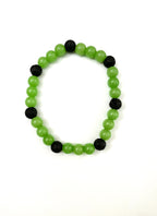 Light Green Glass Beads and Black Lava Stone Bracelet