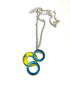 Lime Green and Blue 3 Washer Necklace