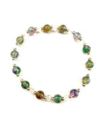 Green Teal and Brown Stretchy Bracelet
