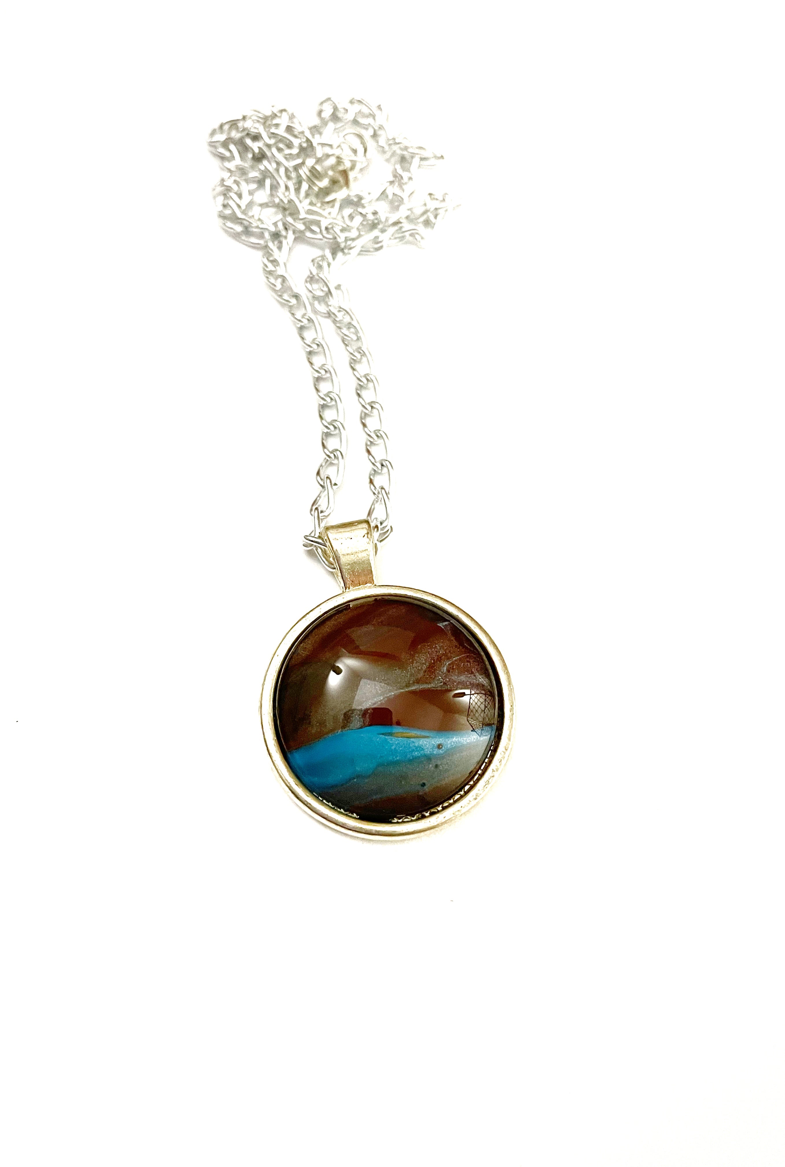 Brown, Blue and Yellow Acrylic Necklaces