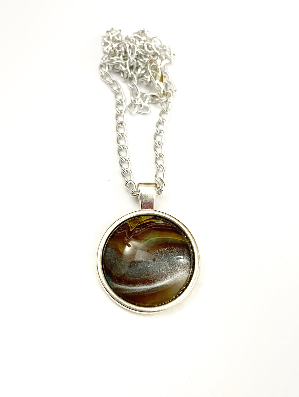 Brown, Blue and Yellow Acrylic Necklaces
