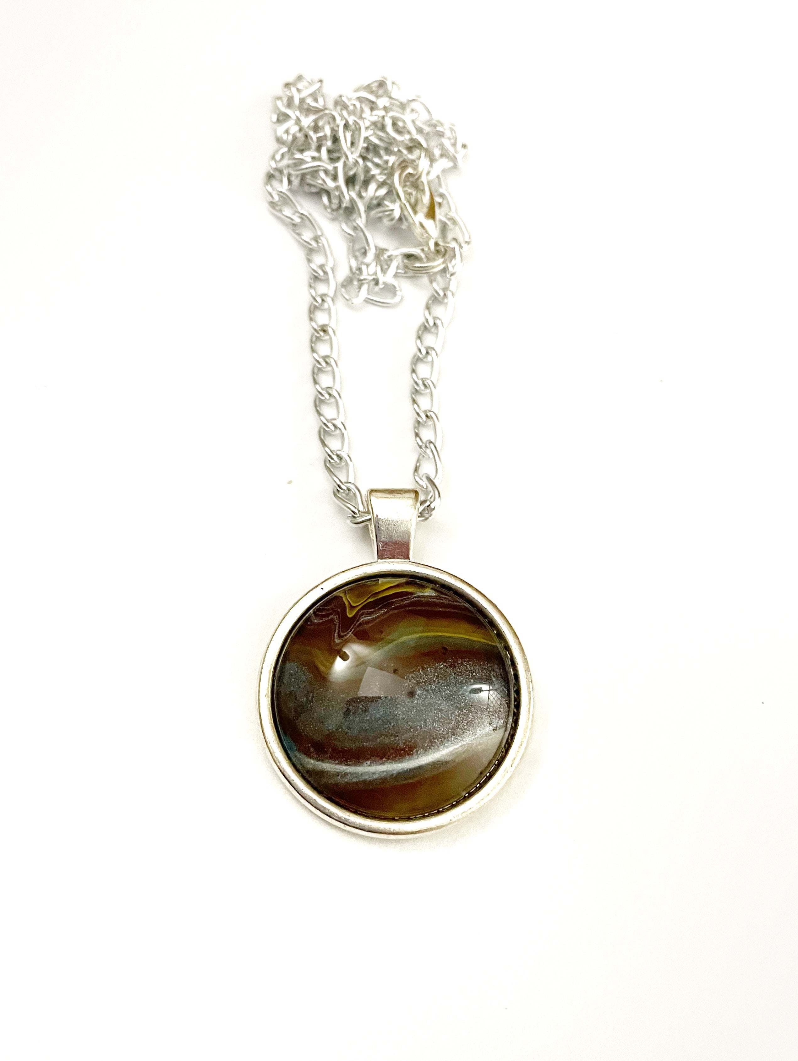 Brown, Blue and Yellow Acrylic Necklaces