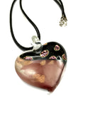 Pink Heart with Dichroic Glass Necklace