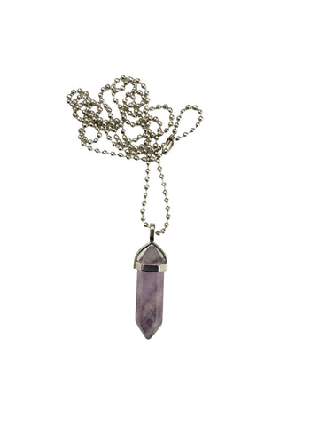 Lavender Fluorite Bullet Pendant Necklace