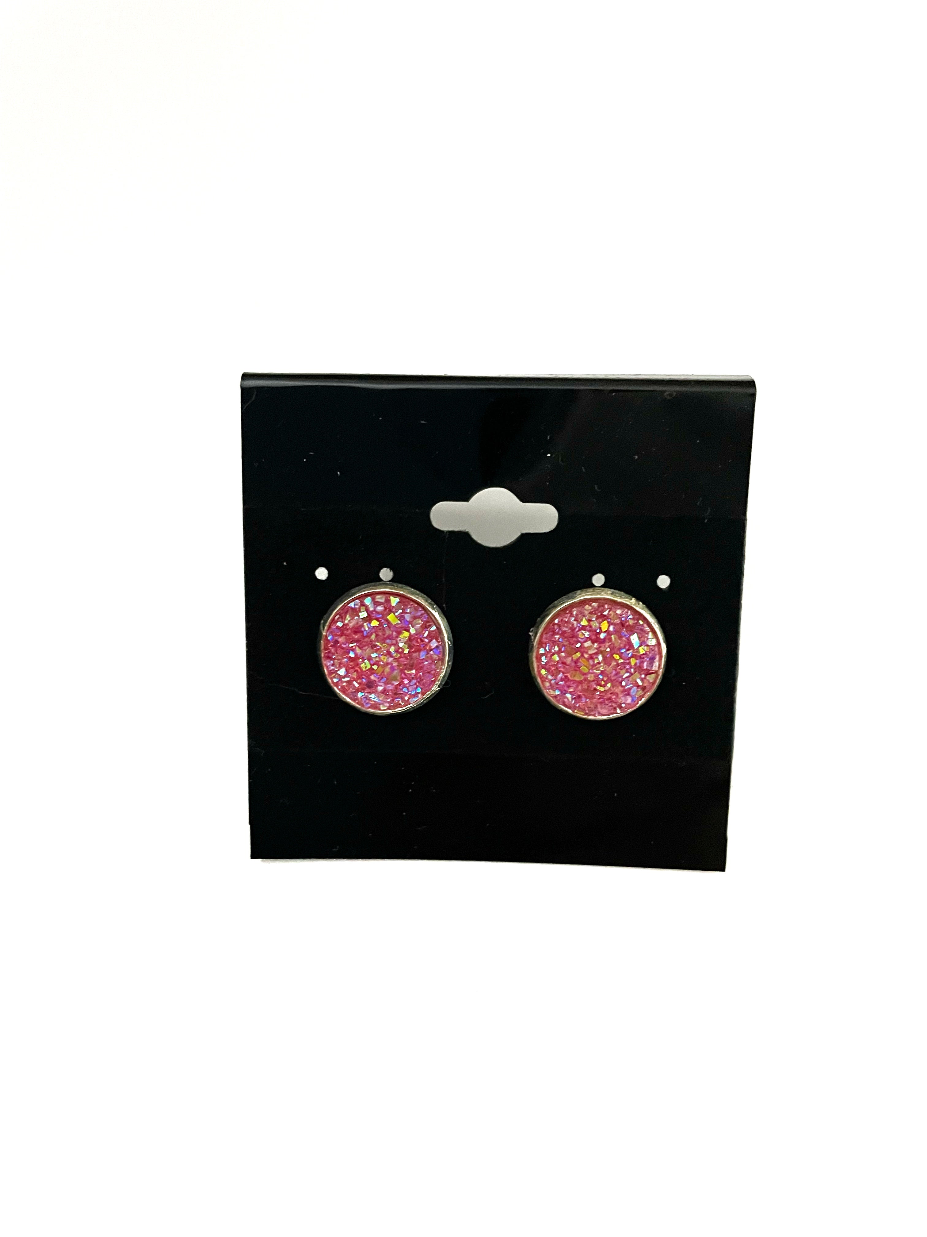 Bubble Gum Pink Druzy Earring