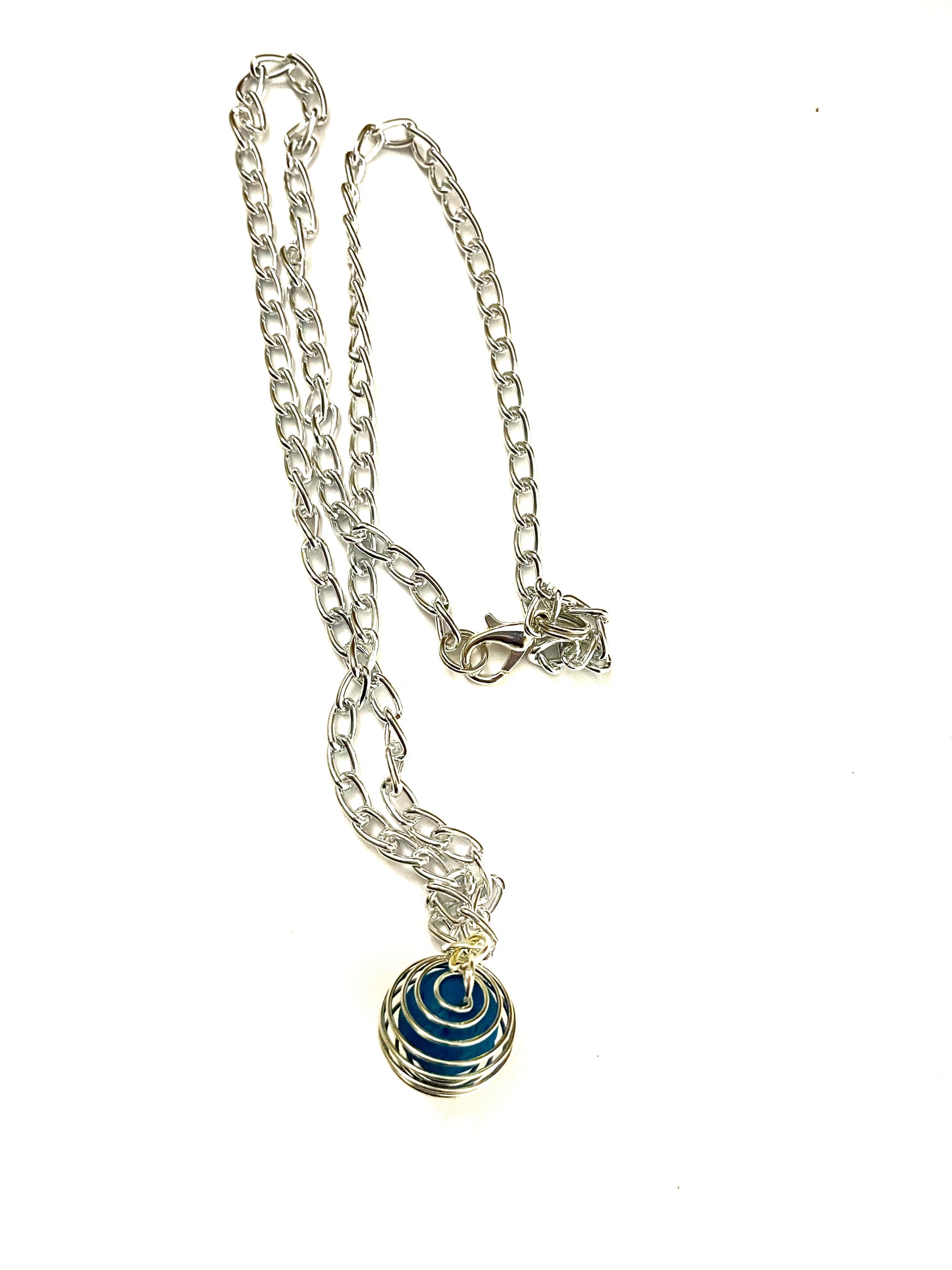 Teal Cage Lava Stone Necklace