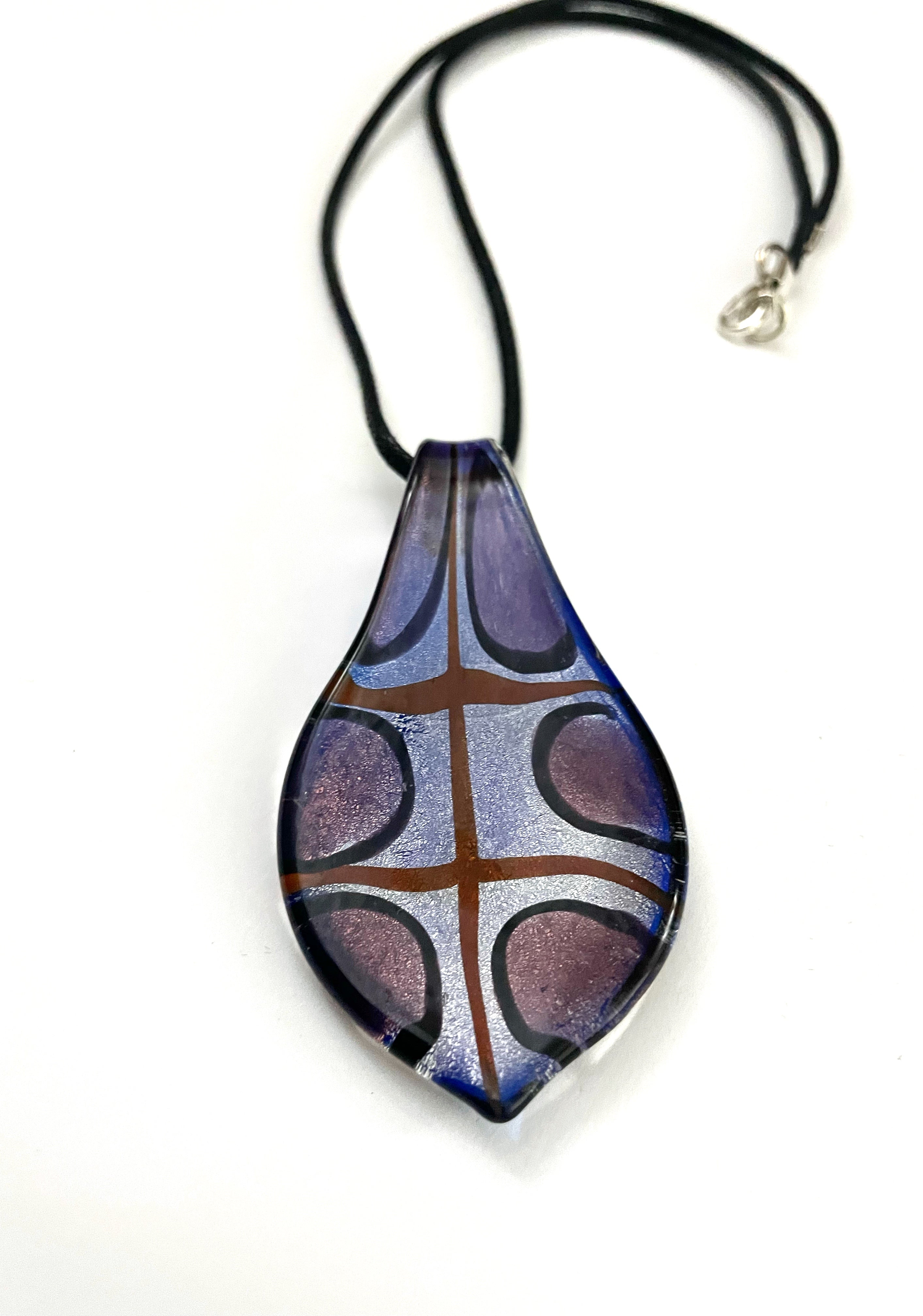 Purple, Silver and Tan Glass Necklace