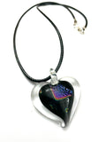 Blue, Punk and Yellow Dichroic Heart Necklace