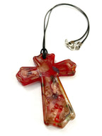 Red Glass with Color Cross Glass Necklace
