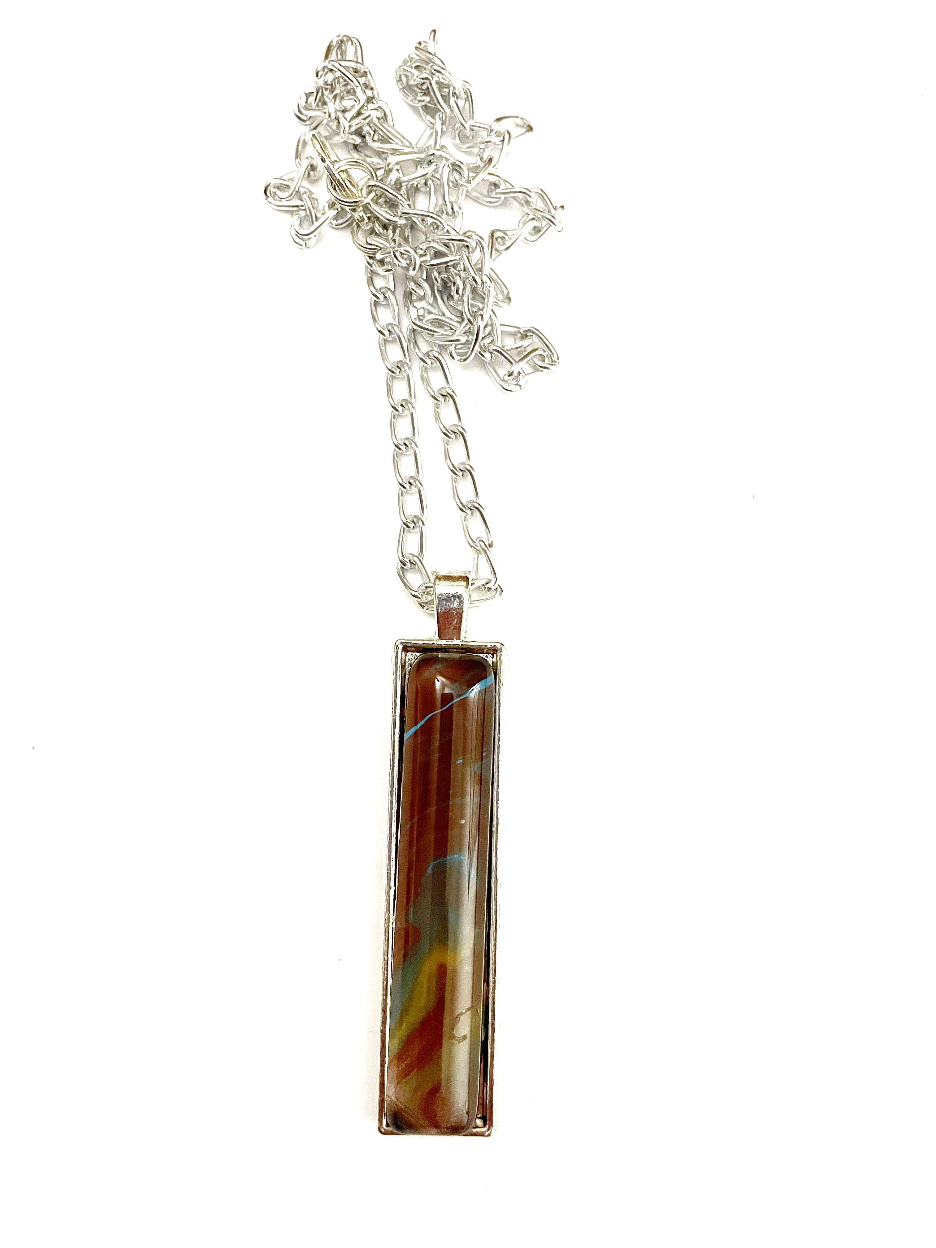 Brown, Blue and Yellow Acrylic Necklaces