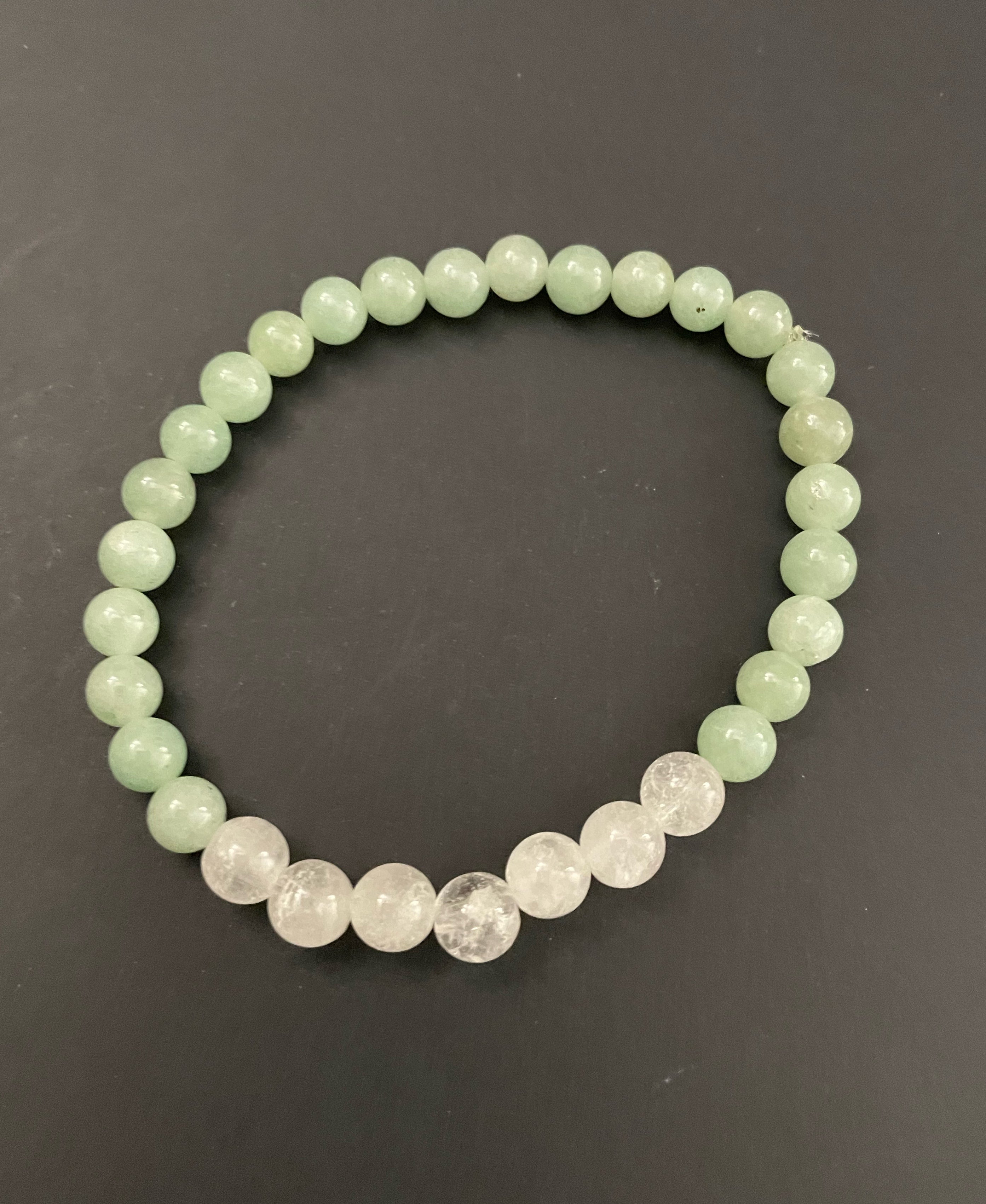 Green Aventurine and Clear Quartz Bracelet and Earring Set