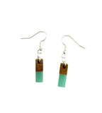 Extra Small Rectangle Resin & Wood  Earrings